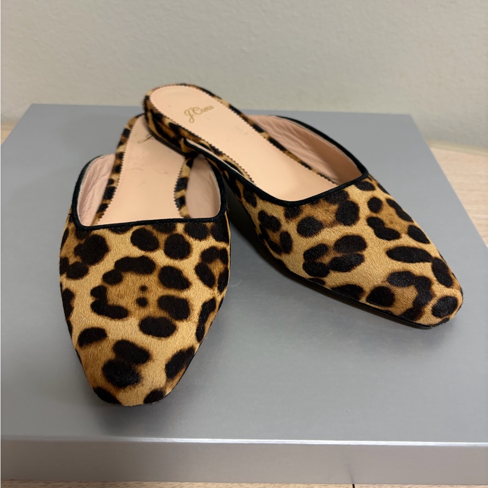J Crew Women’s Shoes 8,5 Genuine Calf Hair D’Orsay Slip On Flats Lining Leather